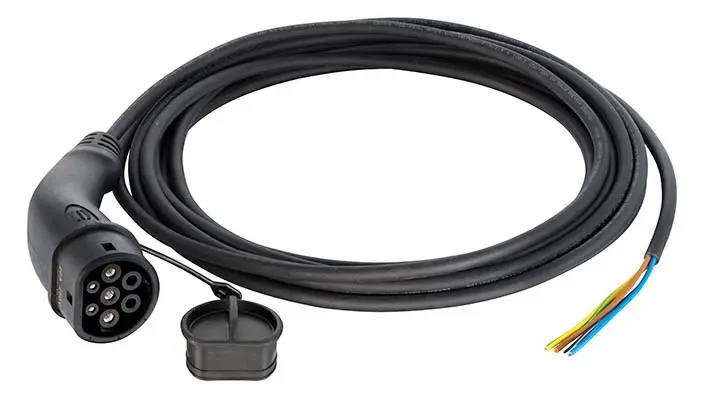 Cable de carga para vehículo eléctrico de Modo 3 HARTING, monofásico, conector Tipo 2, long. 5m, 20 | 8801504004440A1