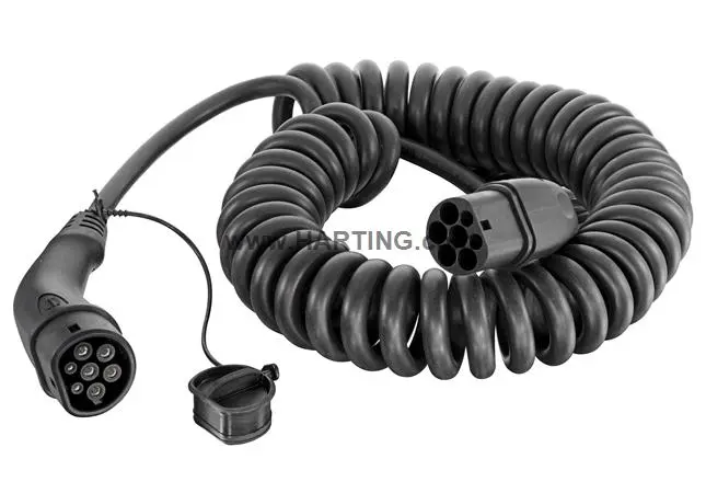 Cable de carga para vehículo eléctrico de Modo 3 HARTING, trifásico, conector De tipo 2 tipo 2, long. 5m, 20 | 08914090...
