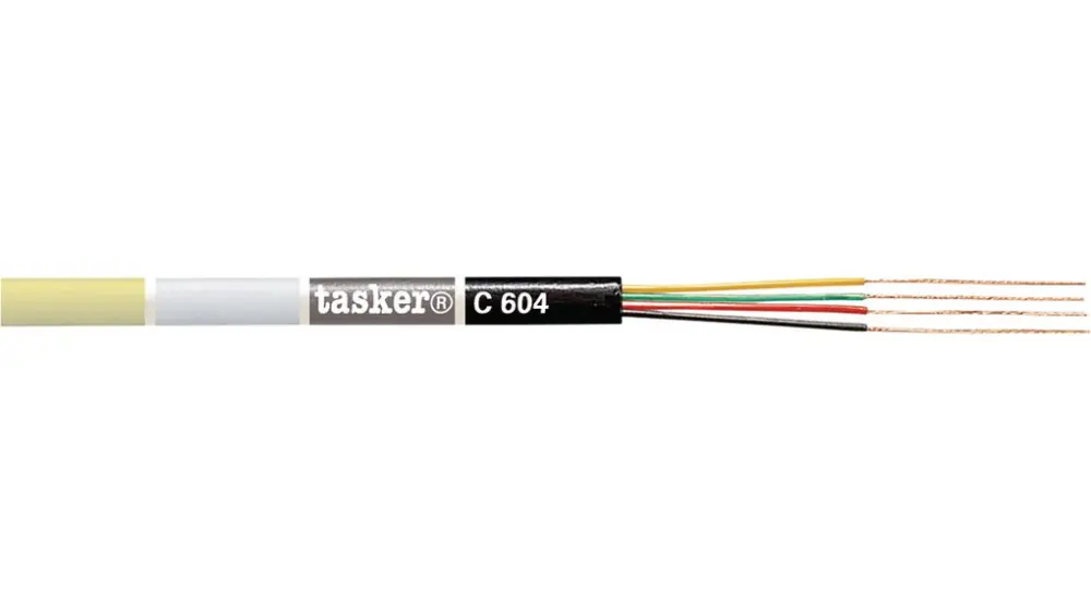 Cable de datos Varios núcleos Tasker de 4 conductores, 0,08 mm2, 28 AWG, long. 100m Negro | C604 BLACK