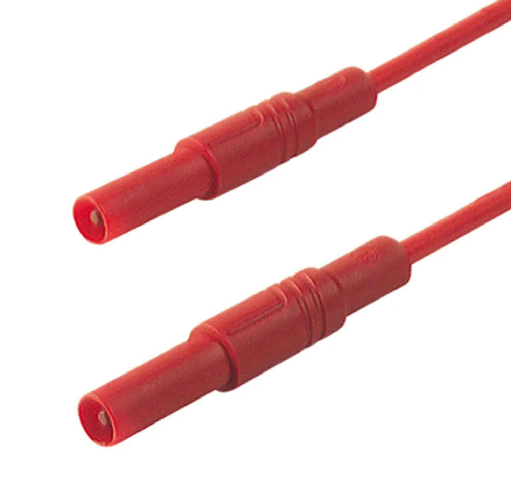 Cable de prueba con conector de 4 mm Hirschmann de color Rojo, Macho-Macho, 1000V ac/dc, 16A, 1m | 934174101 Hirschmann Te...