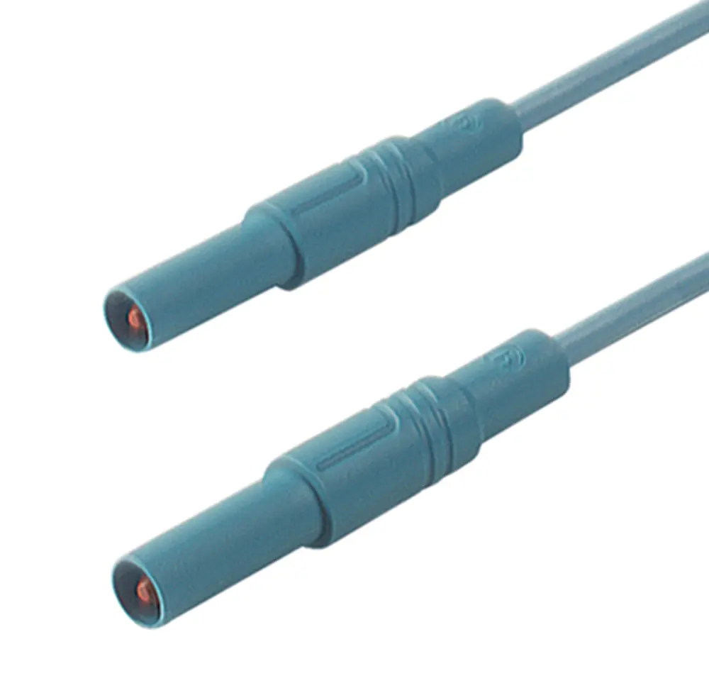 Cable de prueba con conector de 4 mm Hirschmann de color Azul, Macho-Macho, 1000V ac/dc, 16A, 1m | 934174102 Hirschmann Te...