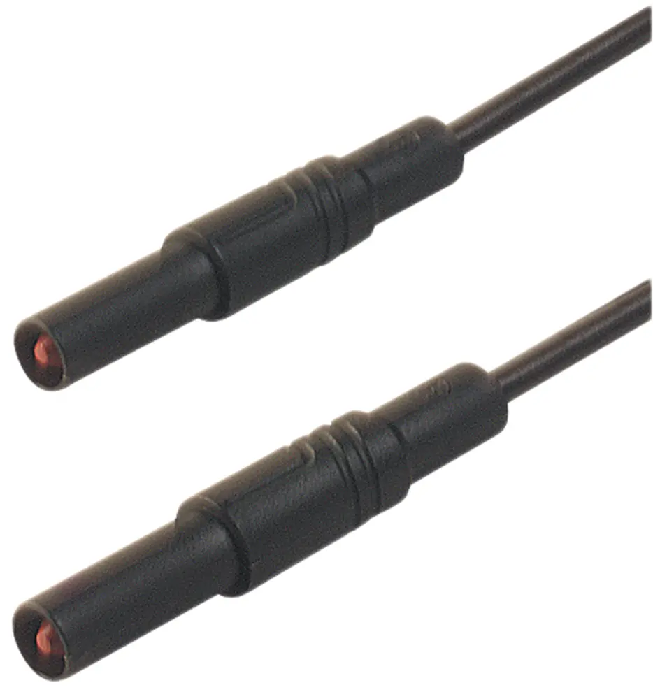 Cable de prueba con conector de 4 mm Hirschmann de color Negro, Macho-Macho, 1000V ac/dc, 16A, 500mm | 934172100 Hirschman...