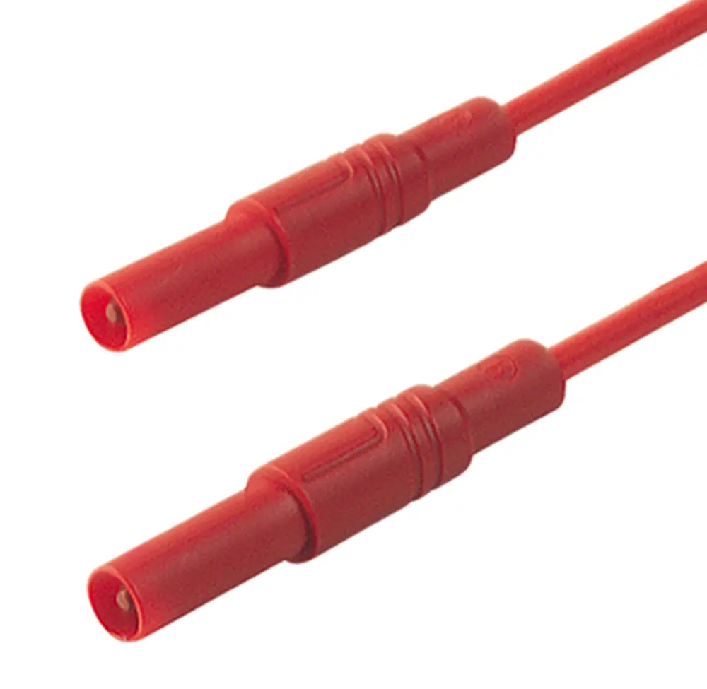 Cable de prueba con conector de 4 mm Hirschmann de color Rojo, Macho-Macho, 1000V ac/dc, 16A, 500mm | 934172101 Hirschmann...