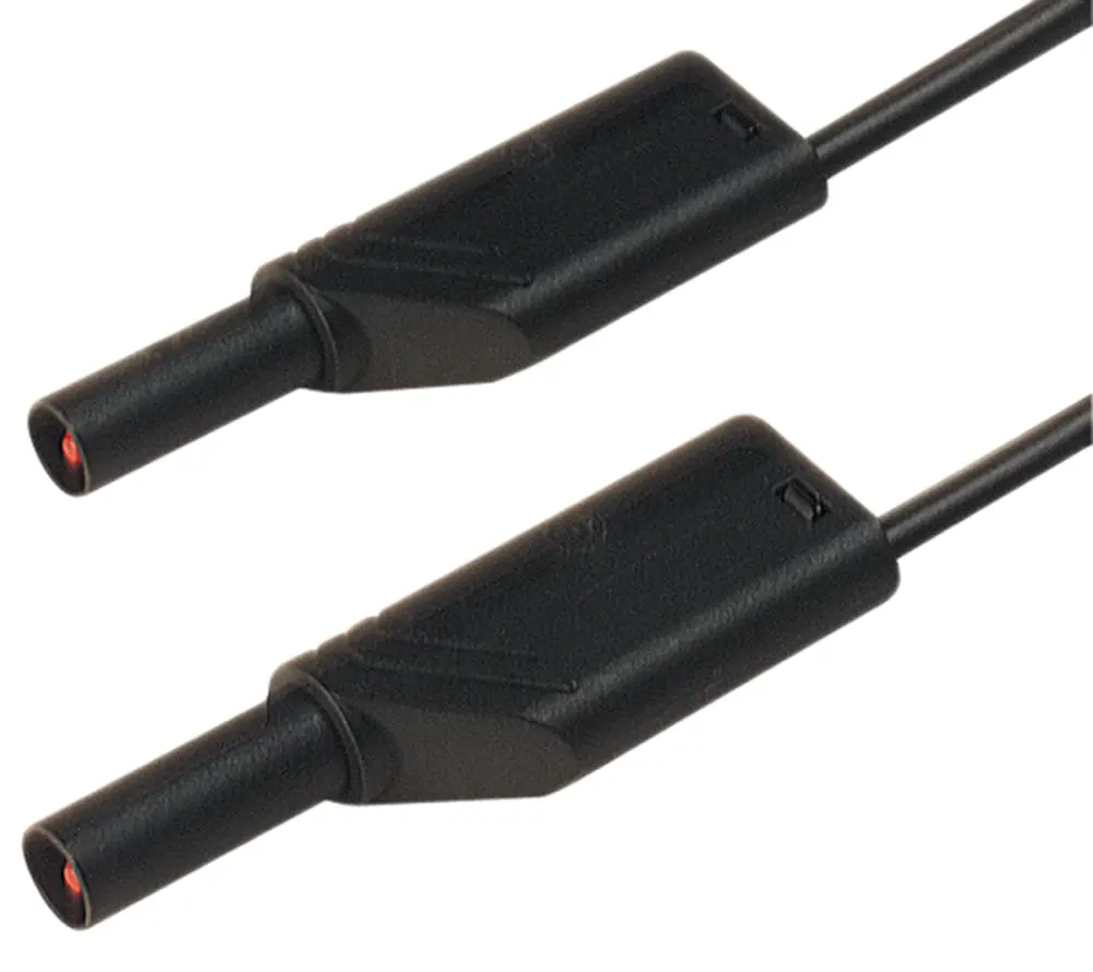 Cable de prueba con conector de 4 mm Hirschmann de color Negro, Macho-Macho, 1000V ac/dc, 16A, 2m | 934169100 Hirschmann T...