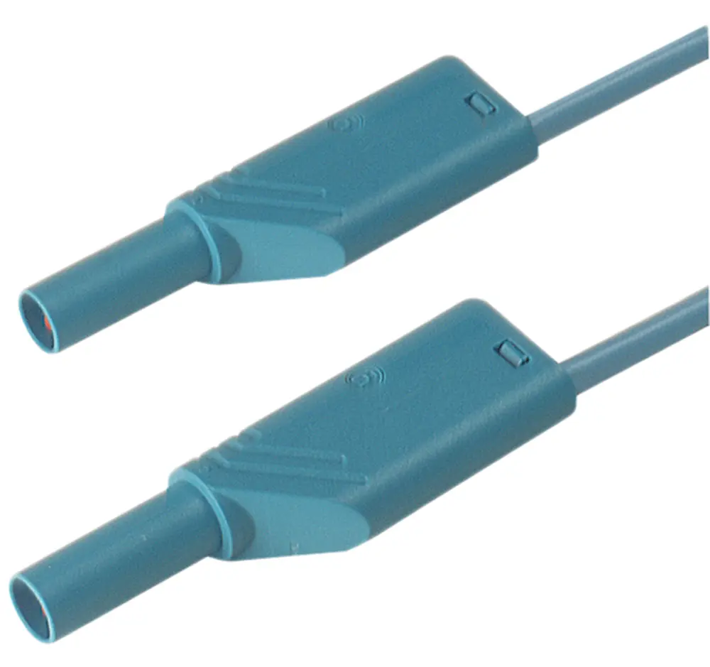 Cable de prueba con conector de 4 mm Hirschmann de color Azul, Macho-Macho, 1000V ac/dc, 16A, 500mm | 934168102 Hirschmann...