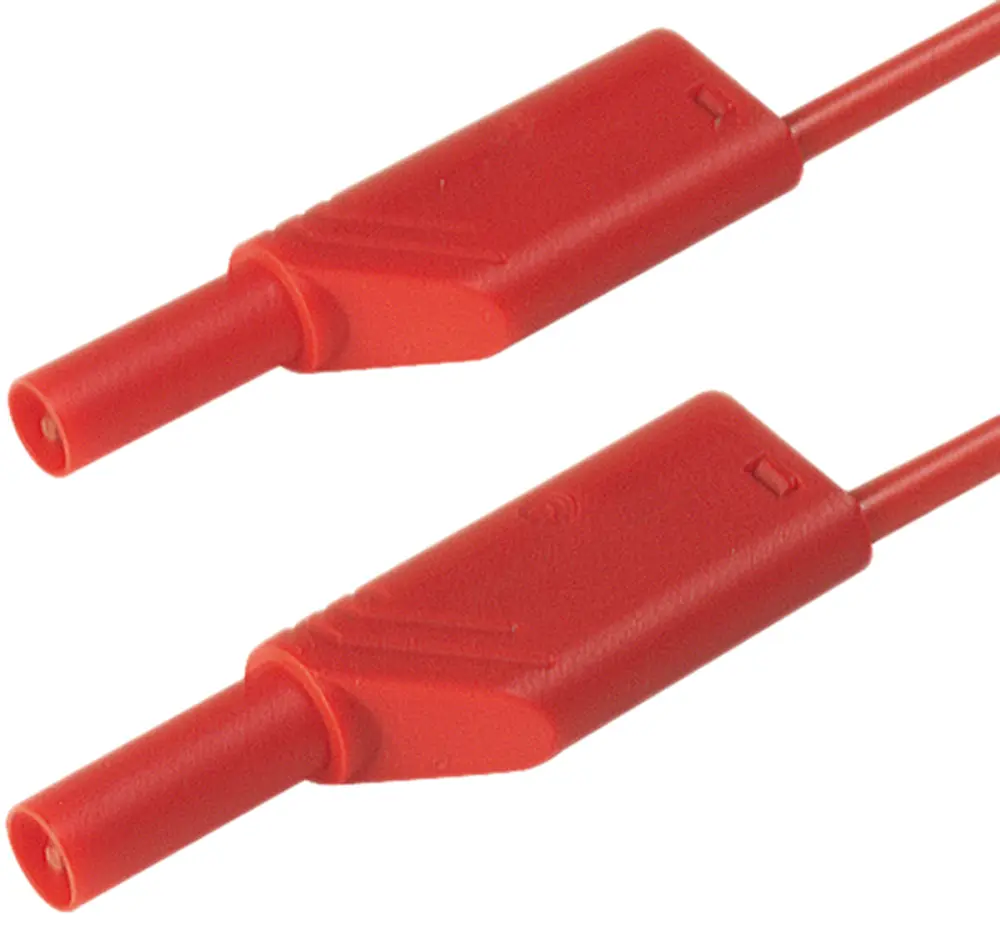 Cable de prueba con conector de 4 mm Hirschmann de color Rojo, Macho-Macho, 1000V ac/dc, 16A, 2m | 934169101 Hirschmann Te...