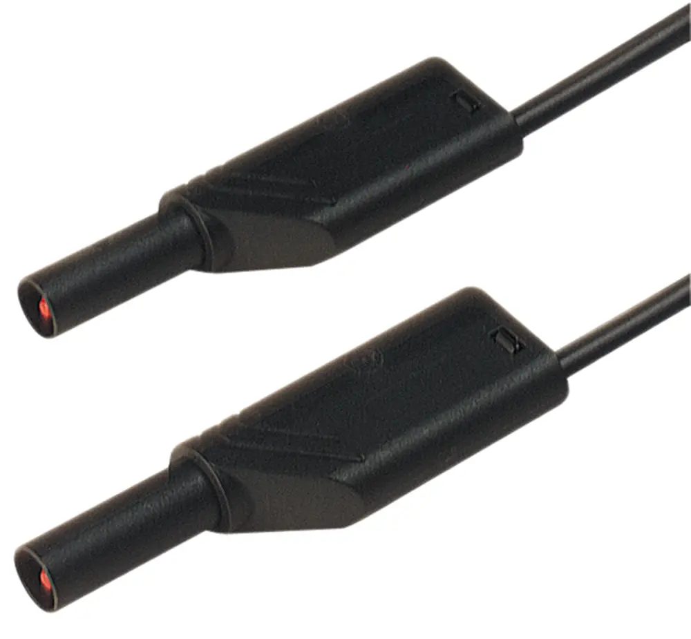 Cable de prueba con conector de 4 mm Hirschmann de color Negro, Macho-Macho, 1000V ac/dc, 16A, 500mm | 934168100 Hirschman...
