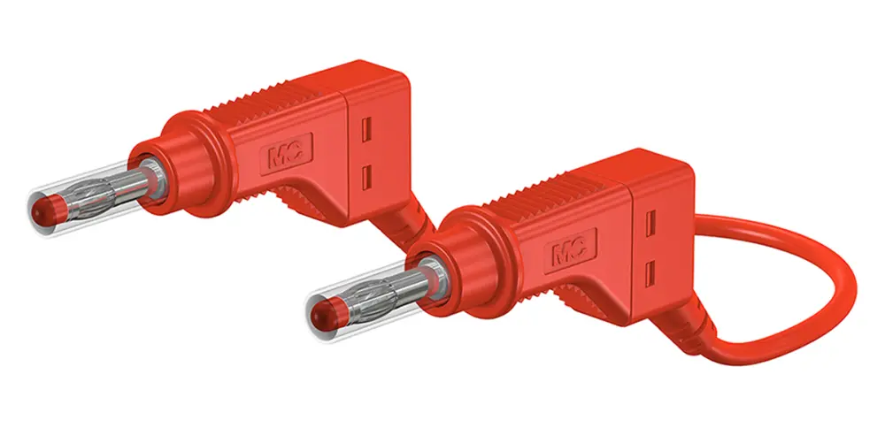 Cable de prueba con conector de 4 mm Staubli de color Rojo, Macho-Macho, 600V, 32A, 500mm | 66.9408-050-22