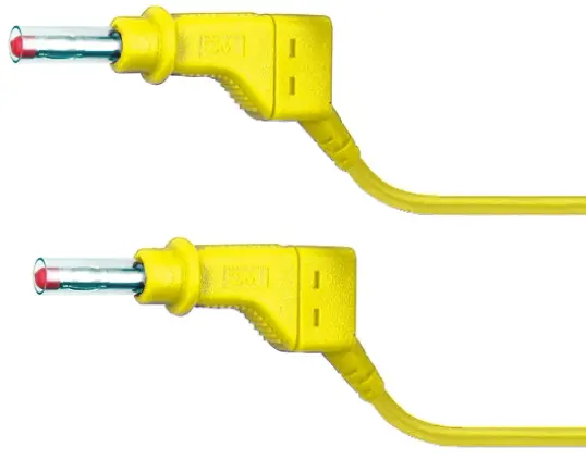 Cable de prueba con conector de 4 mm Staubli de color Amarillo, Macho-Macho, 600V, 32A, 1m | 66.9408-100-24