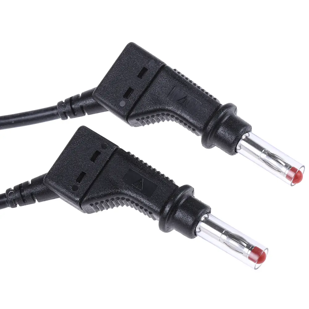 Cable de prueba con conector de 4 mm Staubli de color Negro, Macho-Macho, 600V, 32A, 2m | 66.9408-200-21