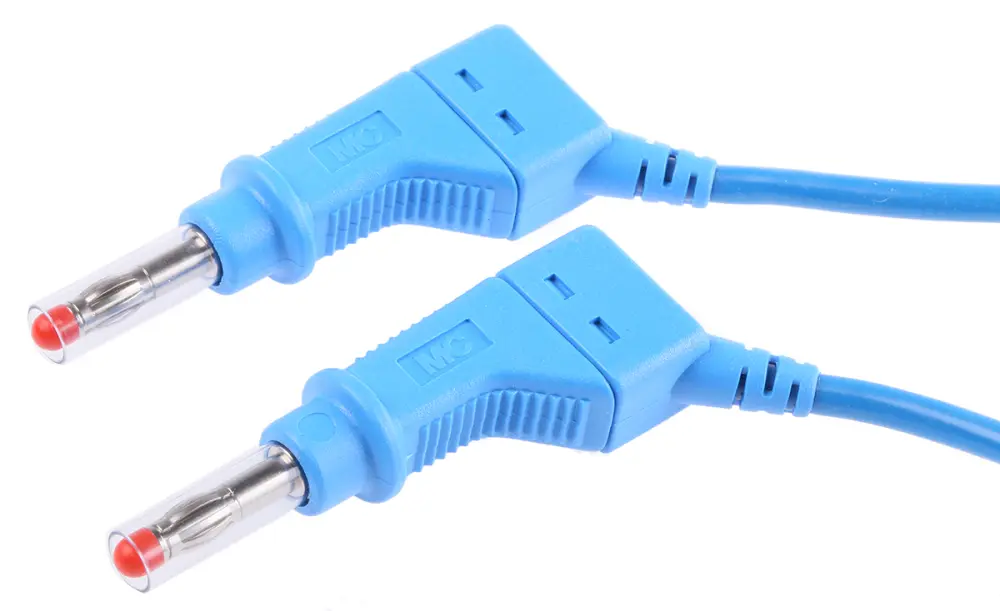 Cable de prueba con conector de 4 mm Staubli de color Azul, Macho-Macho, 600V, 32A, 2m | 66.9408-200-23