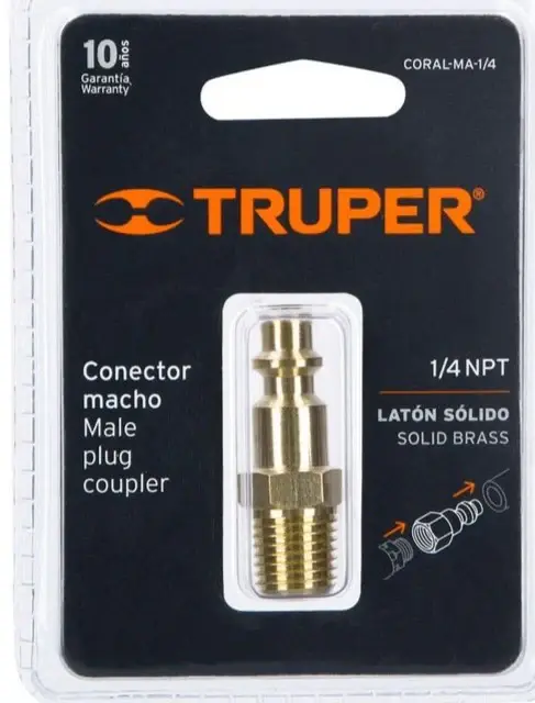ADAPTADOR BRONCE ESPIGA MACHO 1/4" "TRUPER"