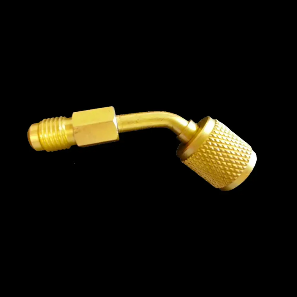 Adaptador de puerto angular de desocupado de carga Mini Split (R410A) 5/16 SAE hembra 1/4 SAE macho