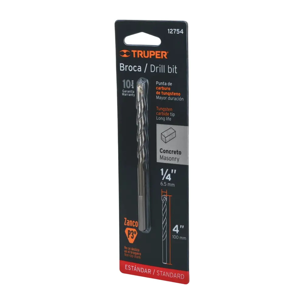 BROCA PARA CONCRETO 1/4X4" EN BLISTER