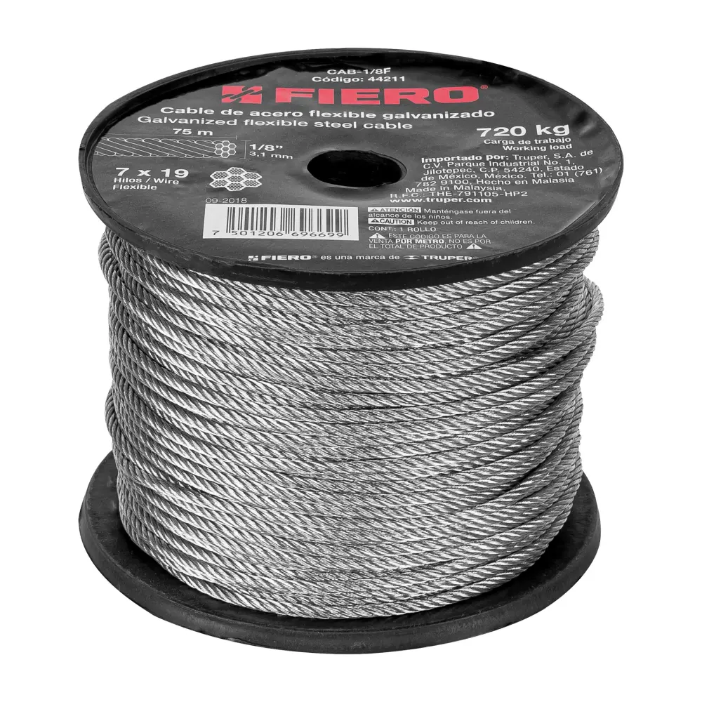 CABLE DE ACERO 1/8', ELÁSTICO