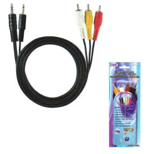 CABLE PARA AUDIO PLUG 3.5mm ESTÉREO 3 PLUG RCA MONO 1.80m RADOX 080-045