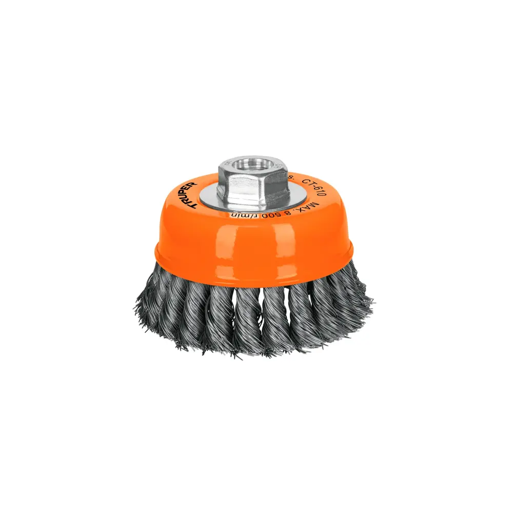 Carda Copa 4' Alambre Trenzado Delicado, Eje 5/8'-11, Truper 14187