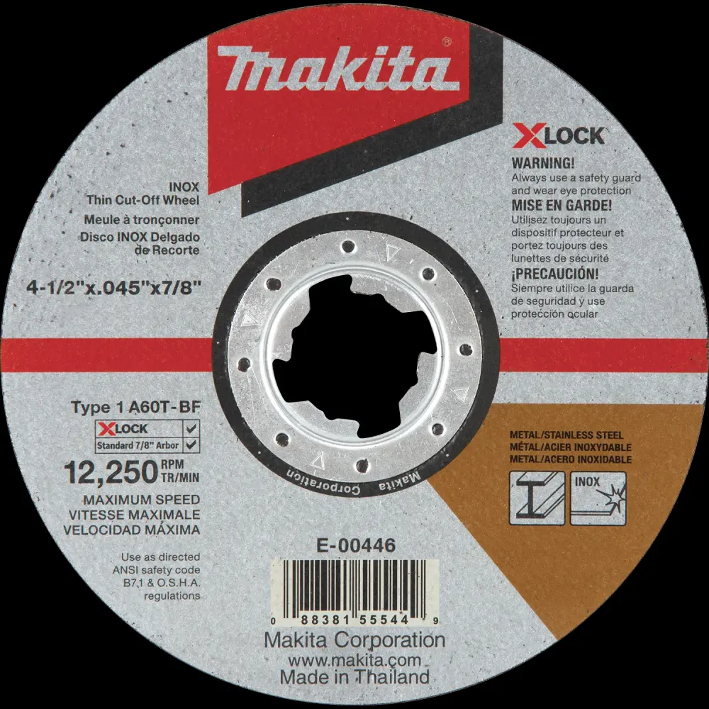 Disco Delgado de Corte X‑LOCK de 4‑1/2" x .045" x 7/8" Tipo 1 E-00446