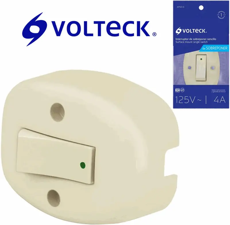 INTERRUPTOR ELEMENTAL (1) VOLTECK SOBREPONER 125V 4A