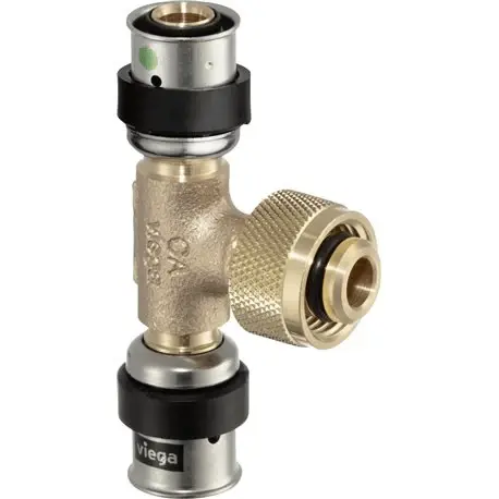 Raccord TE à sertir bronce 1/4"x1/4"x1/4" Viega Réf : 318017