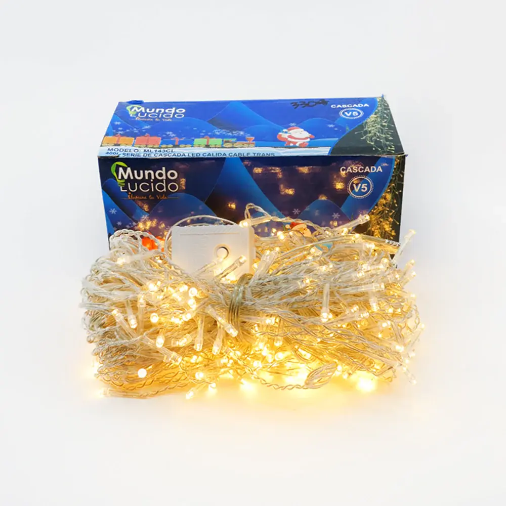 Serie Navideñ Cascada 400 Luces Calida 8M Mundo Lucido ML143CL