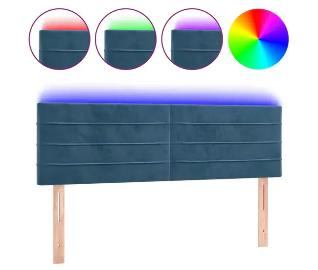 vidaXL Cabecero con LED de terciopelo negro 144x5x78/88 cm
