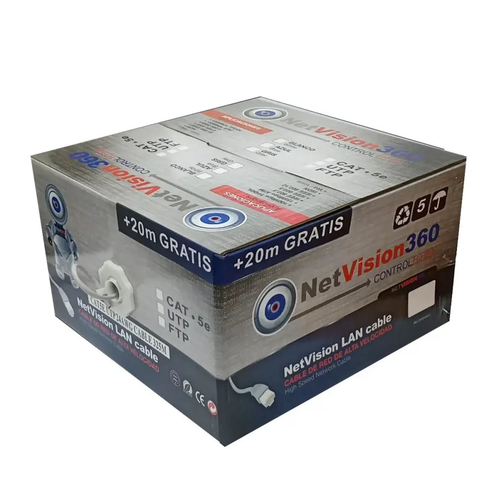 Bobina de Cable UTP CAT5E NETVISION 325 Mts + 20 Mts Sin costo CCA para Interior