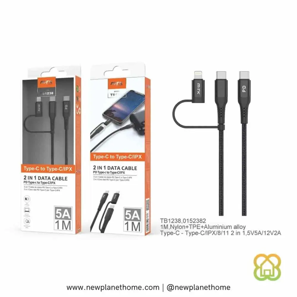 Cable Lightning Type-C trenzado