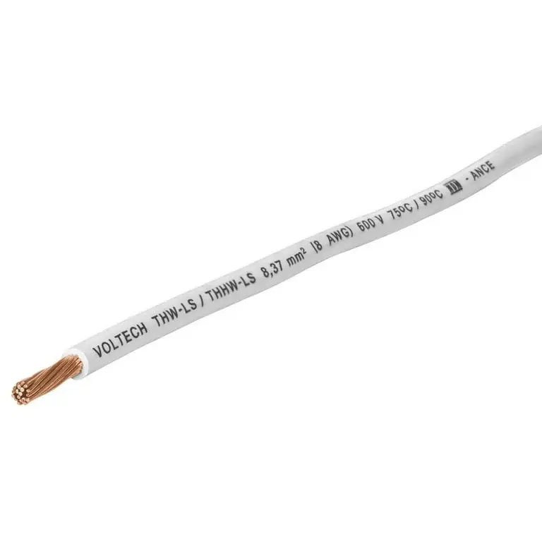 Cable por metro CAL. 8 de cable THHW-LS, color Blanco VOLTECK CAB-8B