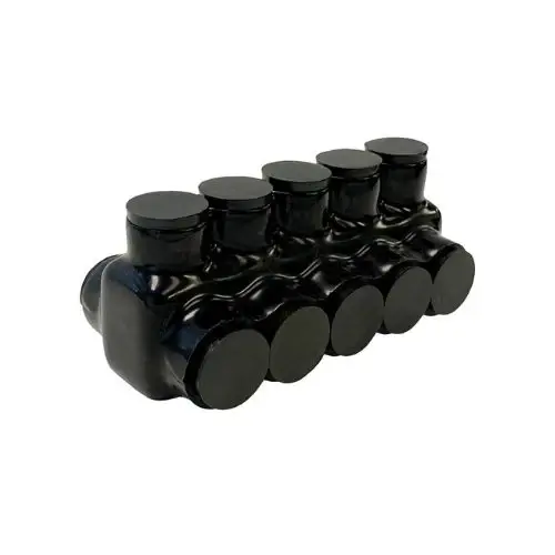 Compact 5 Port Dual Entry Insulated Power Distribution Connector Black 97695