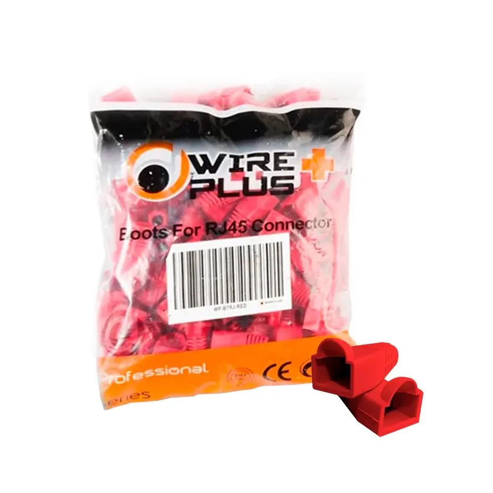 Paquete de 100 Botas Protectoras Rojas para Conectores RJ45 CAT5 y CAT6