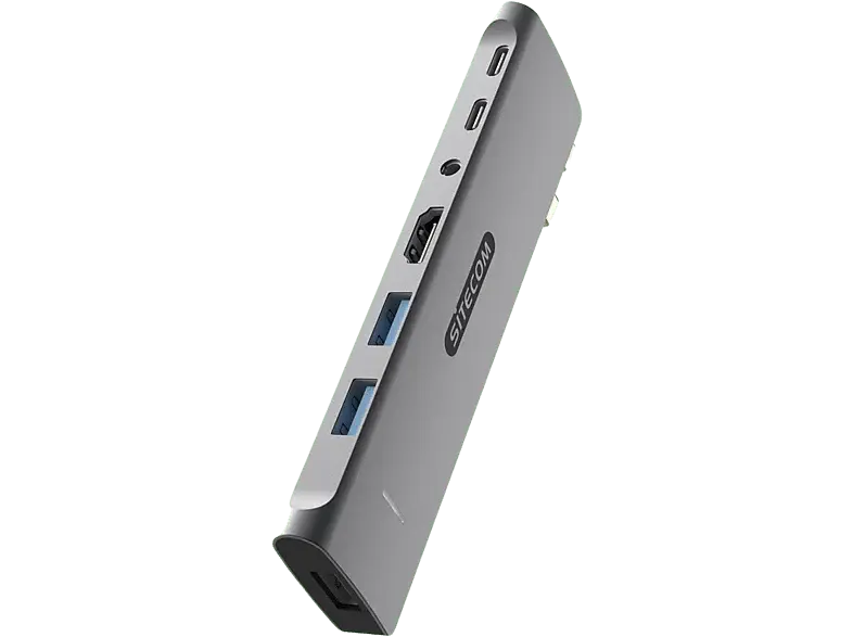 SITECOM Adaptateur multiport 7-en-2 pour Mac M1 / M2 Argenté / Noir (AC-1003)