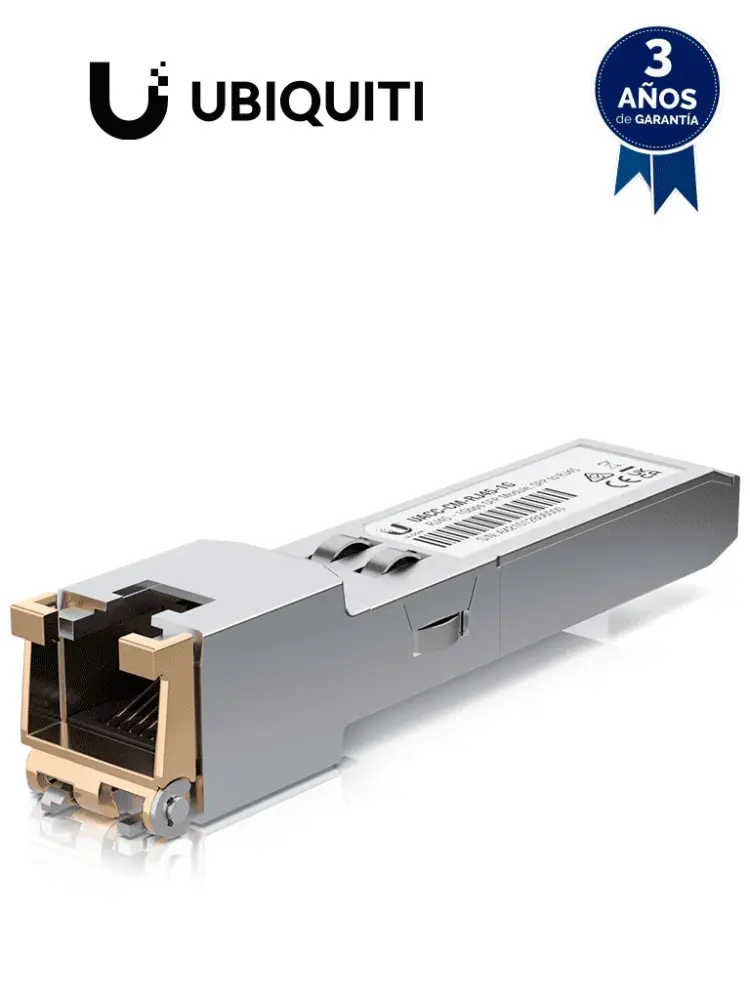UBIQUITI UACC-CM-RJ45-1G - Modulo de Fibra UFiber/ Convertidor de SFP RJ45/ 1000Mbps/ Distancia de hasta 100m de Conexión