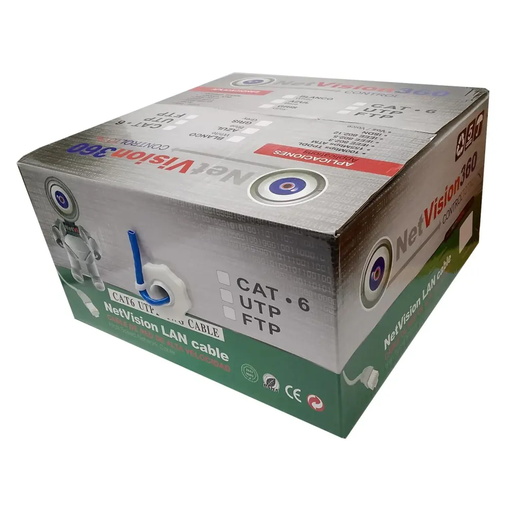 Bobina de Cable UTP NETVISION CAT6 305 Metros CCA para Instalaciones Interiores