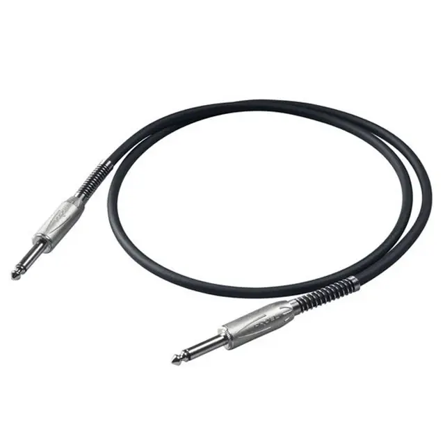 Cable para instrumento 3m, plug 6.3mm plug 6.3mm, Carcasa metálica de níquel plateado PROEL BULK100LU3