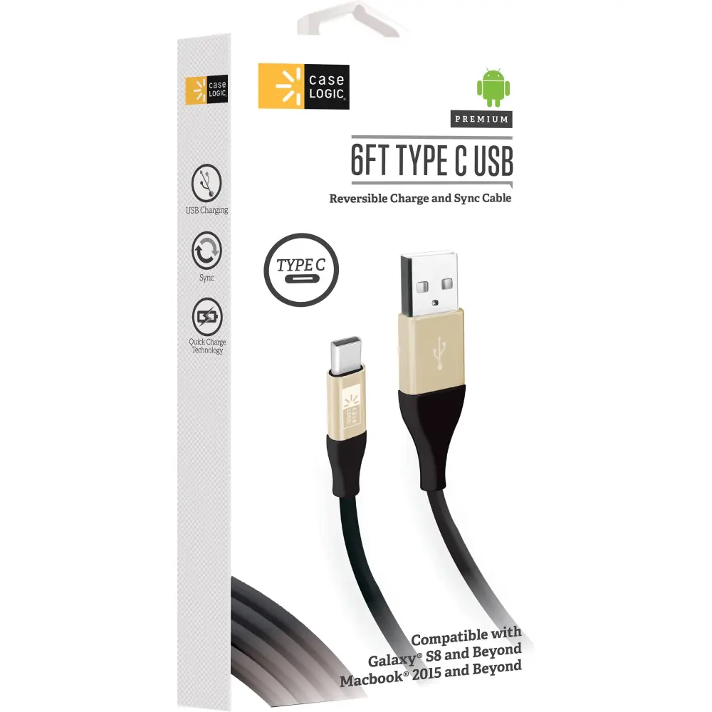 Cable USB Tipo C Case Logic | 6 pies | Punta Metálica