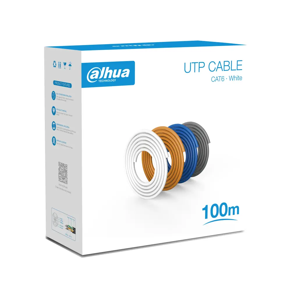 Cable UTP Dahua Cat 6 100% Cobre 100 metros - Alta Pureza y Rendimiento