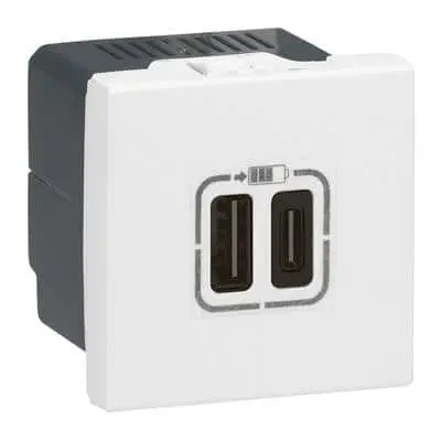 Chargeur 2 USB 3A Mosaic 230V blanc Legrand 077590