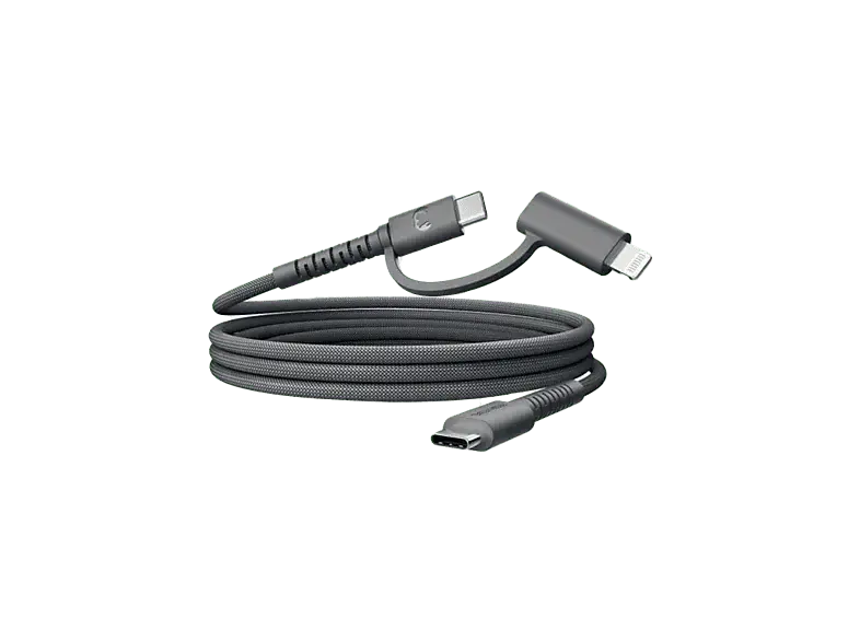 FRESH N REBEL FlexWave En silicona Braided Combo Câble USB-C vers USB-C + Lightning 2m Storm Grey