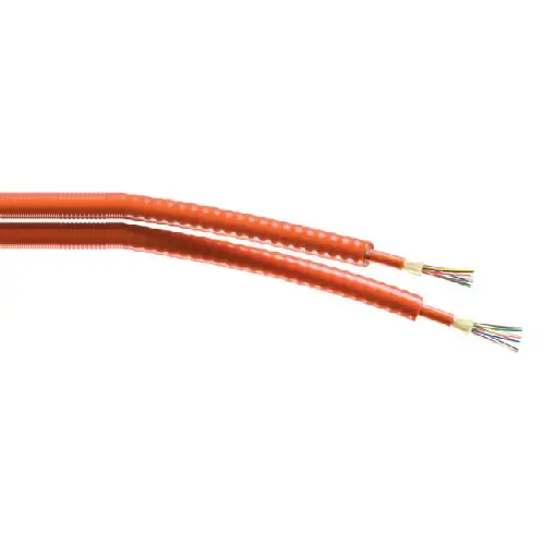 Indoor/Outdoor Distribution Series Ultra Fox 6 Fiber PVC Multimode Interlocking Armor 900µm Tight Buffer Melocotón Riser...