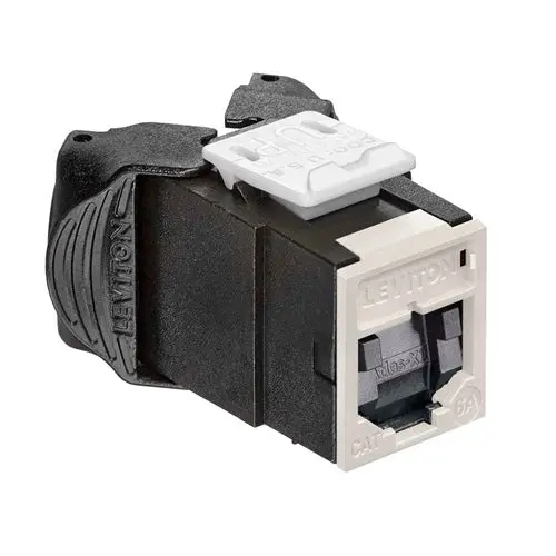 Leviton Cat 6A UTP QUICKPORT Jack Shutters Light Almond 6AUJK-ST6