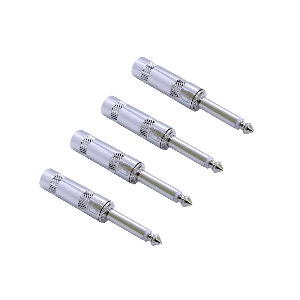 PAQ. 4 PZAS. DE PLUG 6.3mm MACHO MONO METALICO SOLCOR PL63LNEU(4)