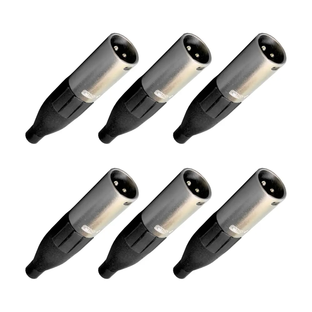 PAQ. 6 PZAS. DE PLUG CANON MACHO 3 POLOS PROFESIONAL C/ BLINDADO KAPTON PL-155BK(6)