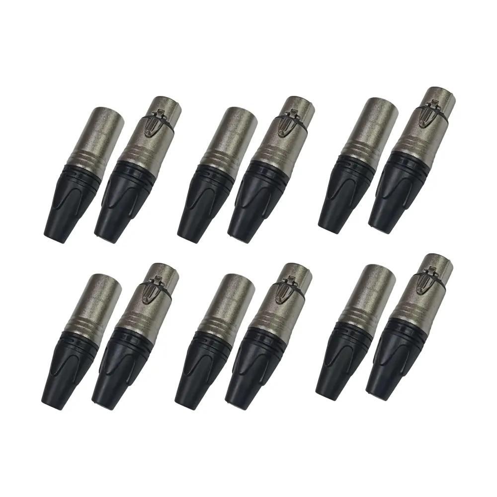 PAQ. 6 PZAS. DE PLUG CANON MACHO+HEMBRA NEGRO NICKEL CROMO KAPTON PL+JA-148N(6)