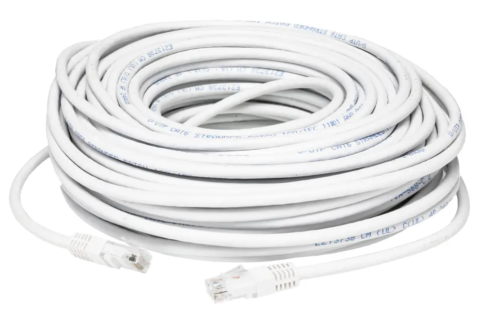 Cable Ethernet Cat6 UTP de color Blanco, long. 30m, funda de PVC