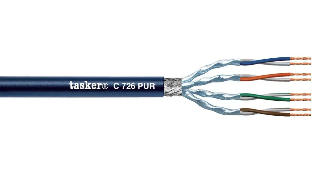 Cable Ethernet Cat7 apantallado Tasker de color Azul Oscuro, funda de Poliuretano, Pirorretardante | C726 PUR