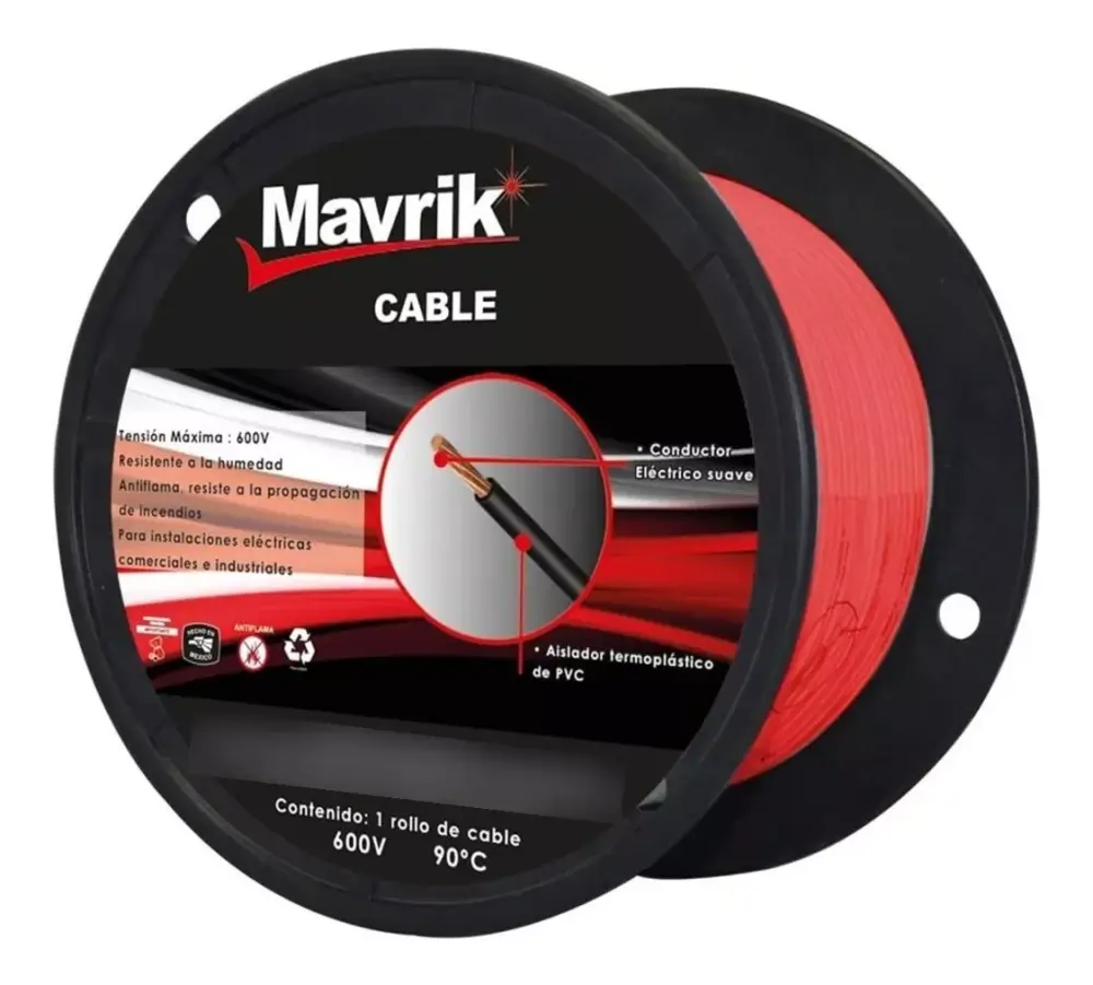 Cable Cal. 12 Rojo 50 mts Mavrik