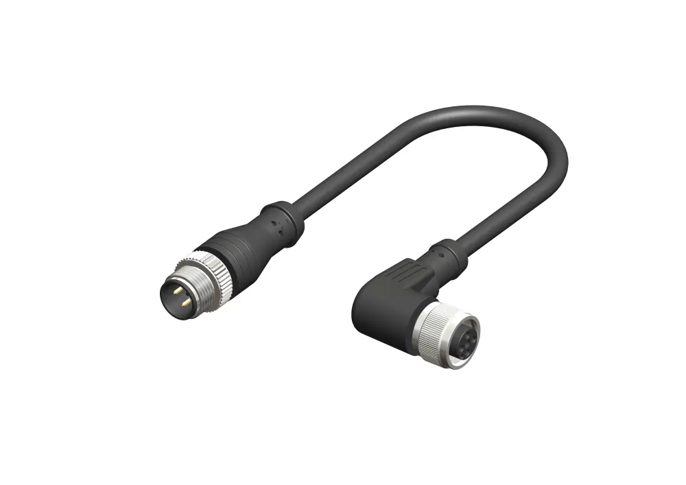 Cable de conexión , con. M12 Hembra, 3 polos, con. B M12 Macho, 3 polos, long. 2m, 250 V, 4 , IP67