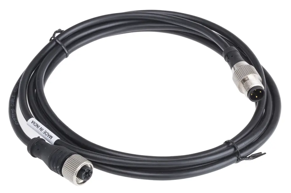 Cable de conexión , con. M12 Hembra, 4 polos, con. B M12 Macho, 4 polos, long. 2m, 250 V, 4 , IP67