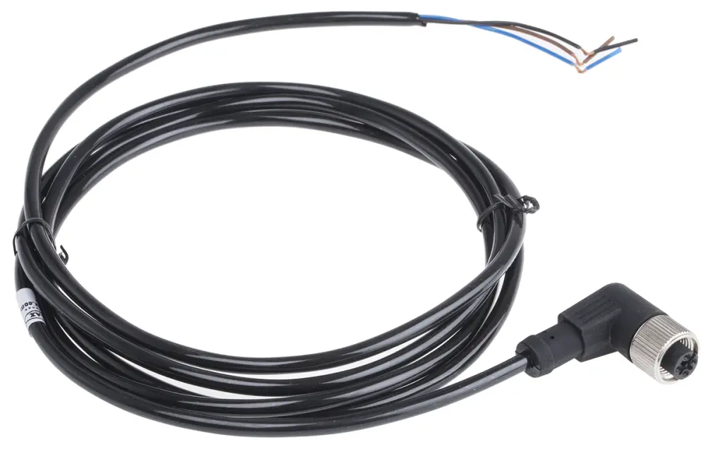 Cable de conexión , con. M12 Hembra, 4 polos, con. B Sin terminación, long. 2m, 250 V, 4 , IP67